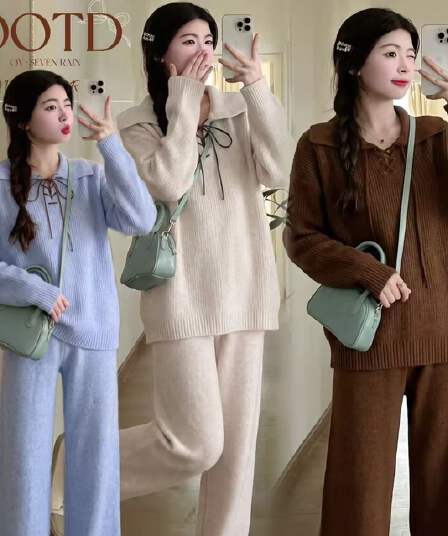 실사 대 물품 폭발 프랑스식 품격 패션 슬림해 보이는 한국 스타일 루즈핏 트렌디 엄마 빅 사이즈 임산부 세트
