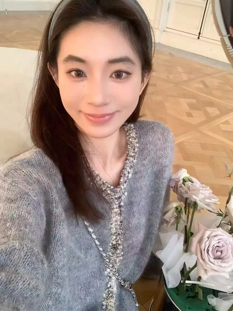 골드 포일 샤넬 스타일 니트 가디건 상세 이미지 2