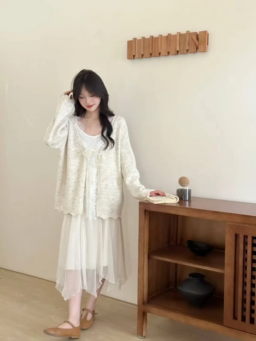 골드 포일 샤넬 스타일 니트 가디건 상세 이미지 5
