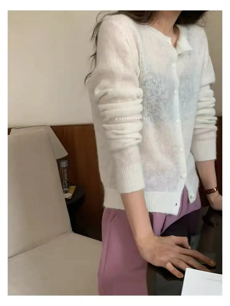 모헤어 라운드넥 크롭 가디건 상세 이미지 3