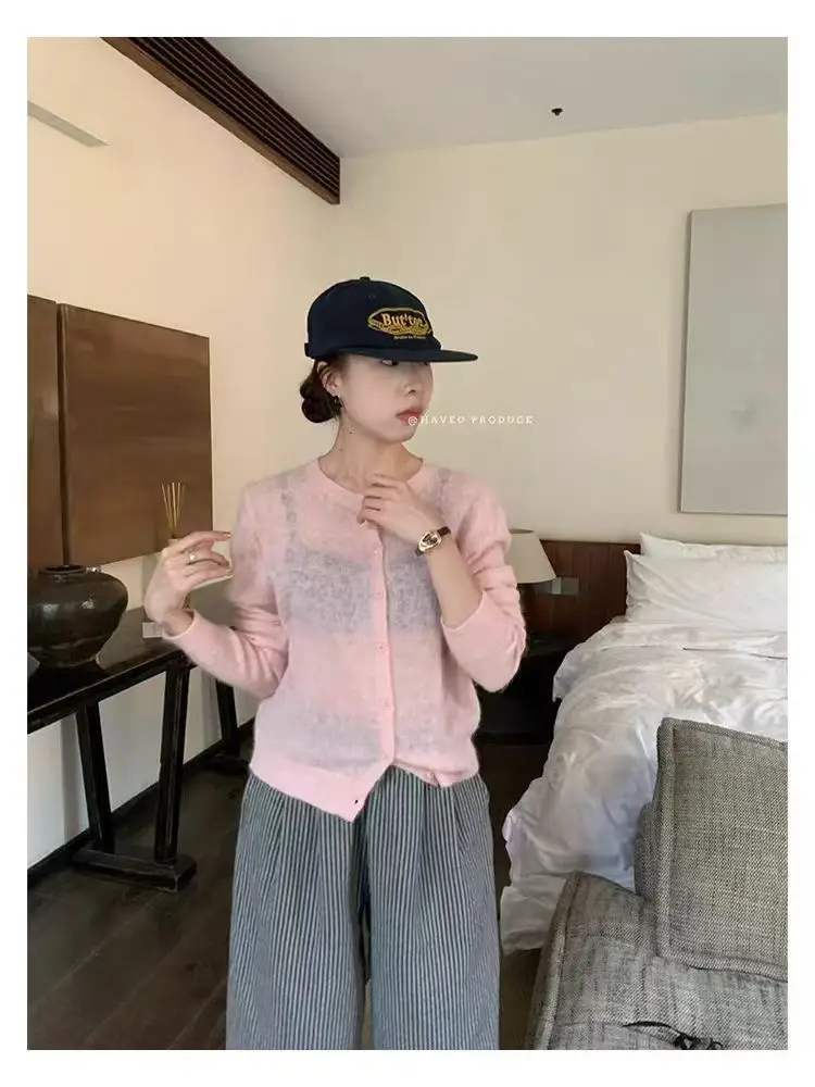 모헤어 라운드넥 크롭 가디건 상세 이미지 7