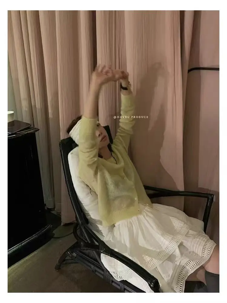모헤어 라운드넥 크롭 가디건 상세 이미지 12