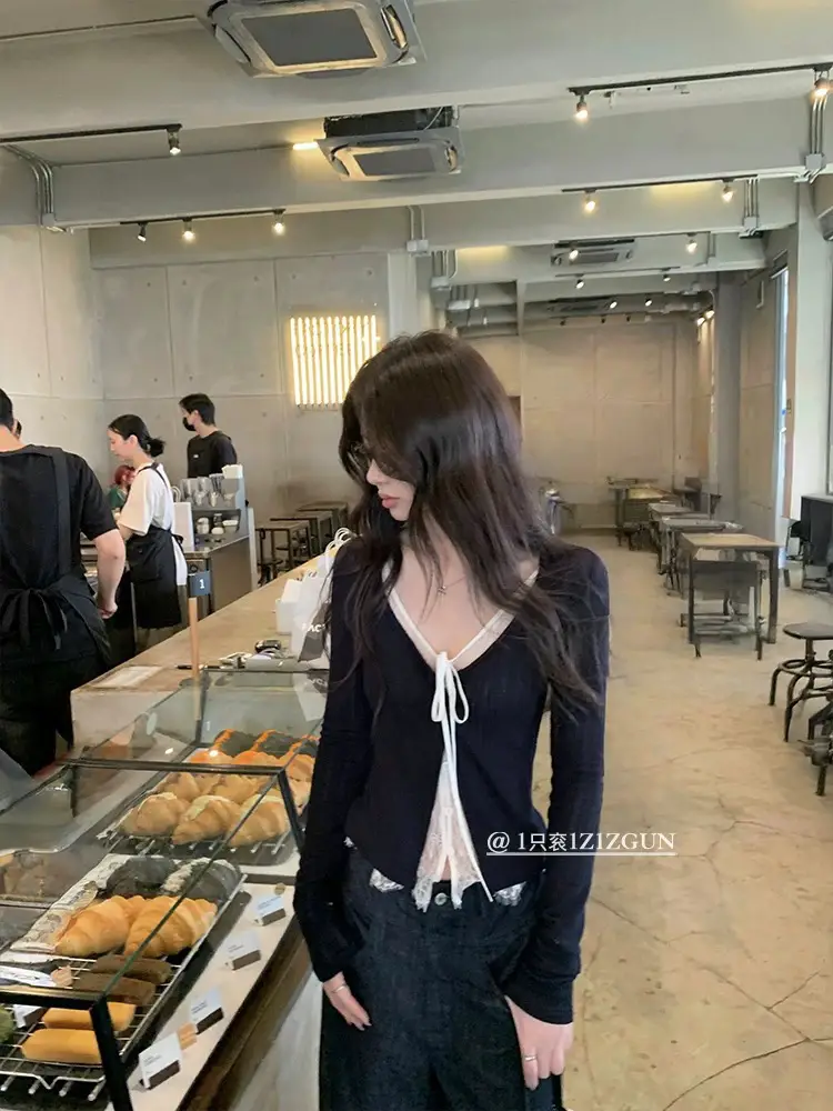 레이스 탈부착 가디건 티셔츠