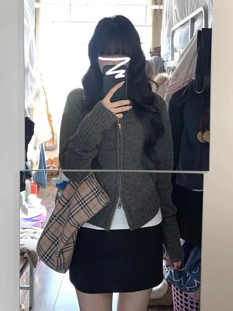 한국인기 투지퍼 크롭 니트 가디건 상세 이미지 4
