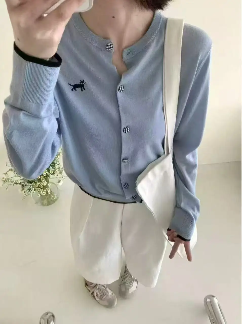 고양이 니트 가디건 상세 이미지 2