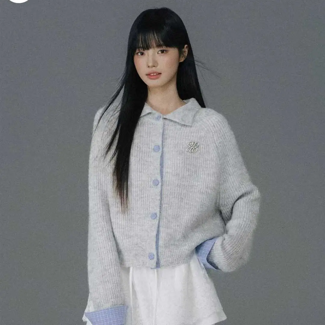 한국인기 레트로 폴드 칼라 긴소매 가디건 상세 이미지 3