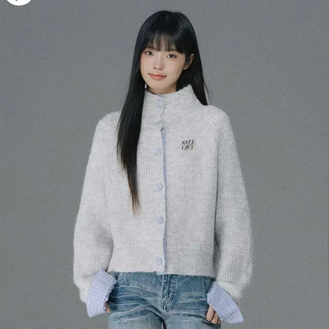 한국인기 레트로 폴드 칼라 긴소매 가디건 상세 이미지 4