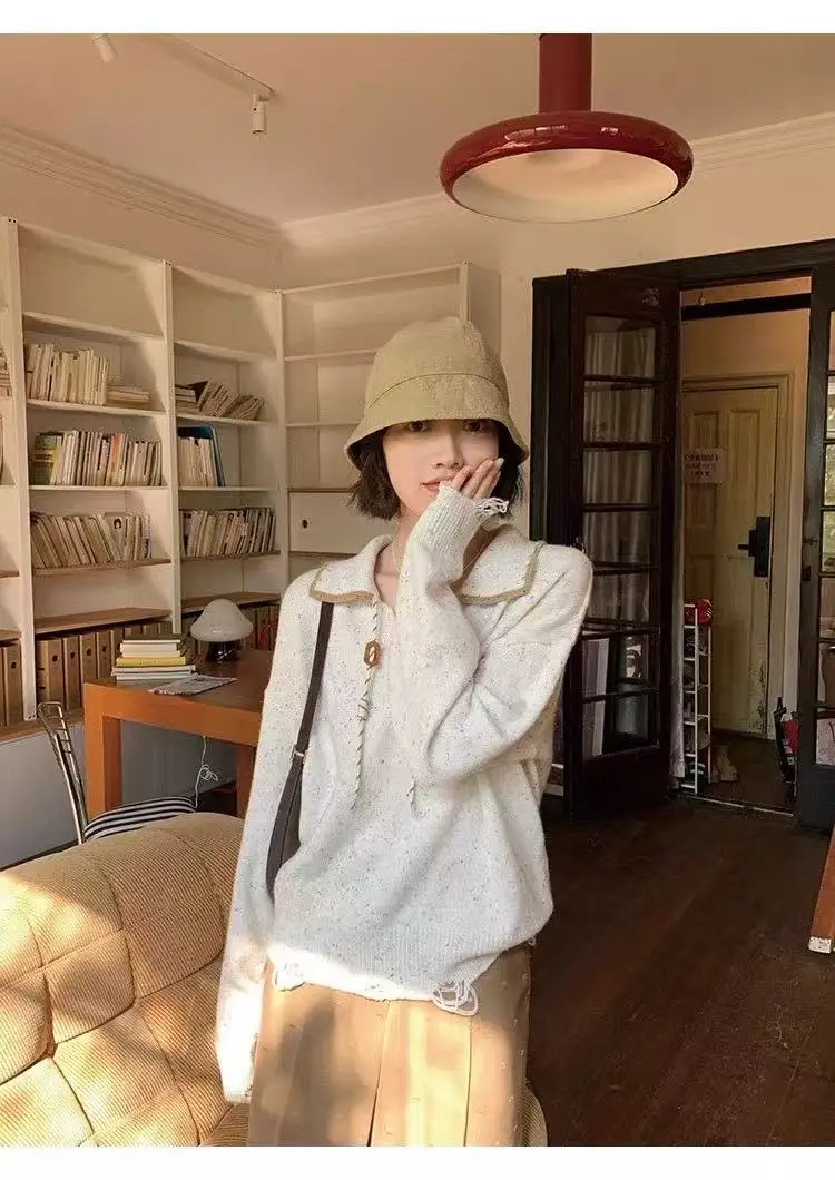 폴드 칼라 크롭 가디건 상세 이미지 7