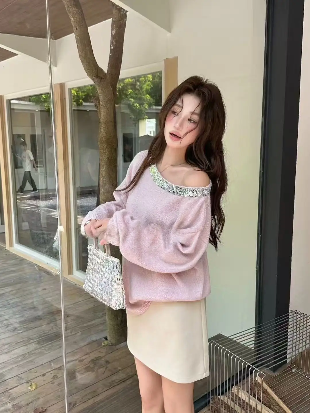 V넥 루즈 니트 상세 이미지 2