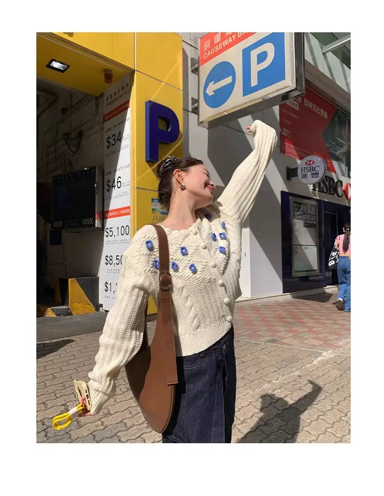 꽈배기 라운드넥 크롭 니트 가디건 상세 이미지 4