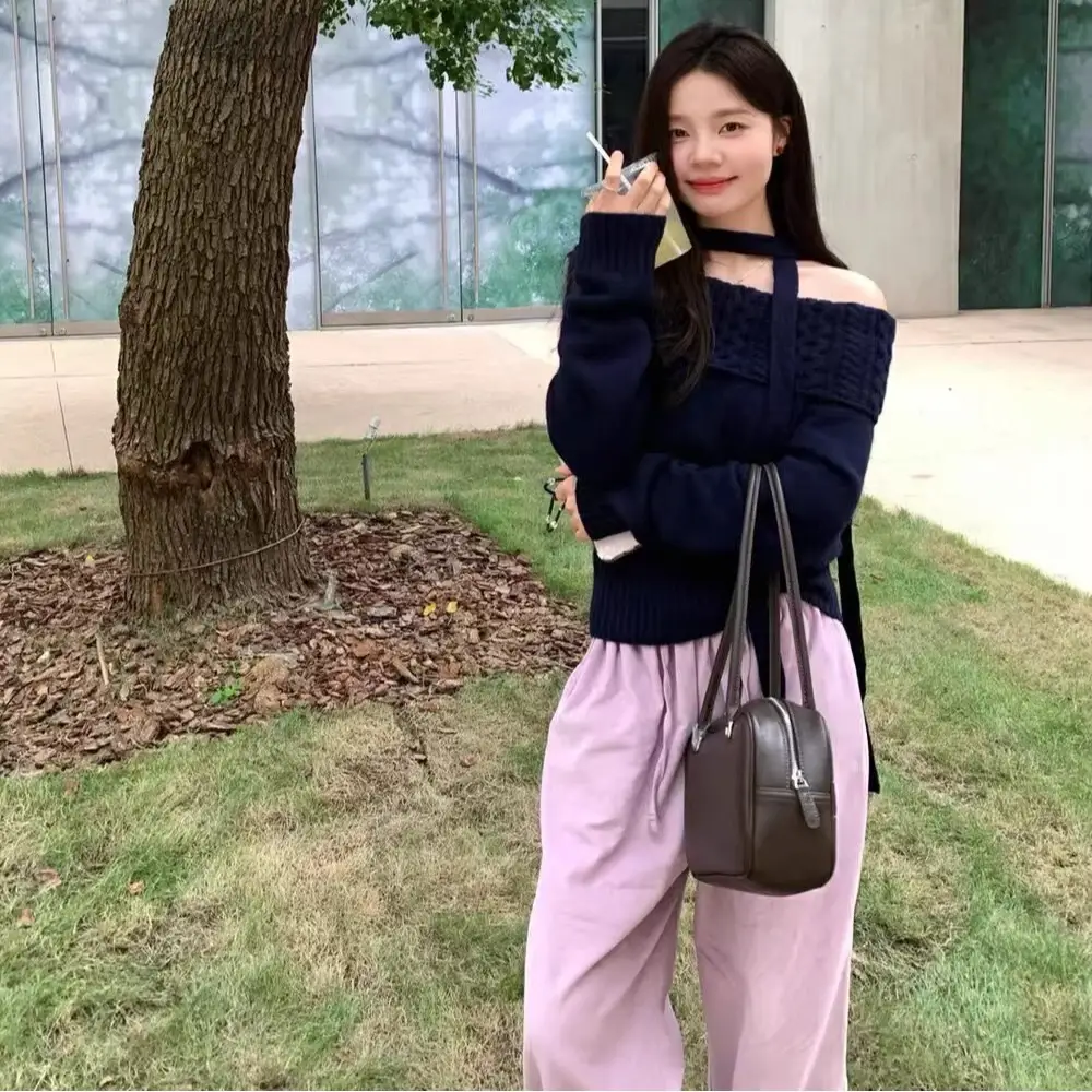 케이블 홀터넥 오프숄더 니트 상세 이미지 6