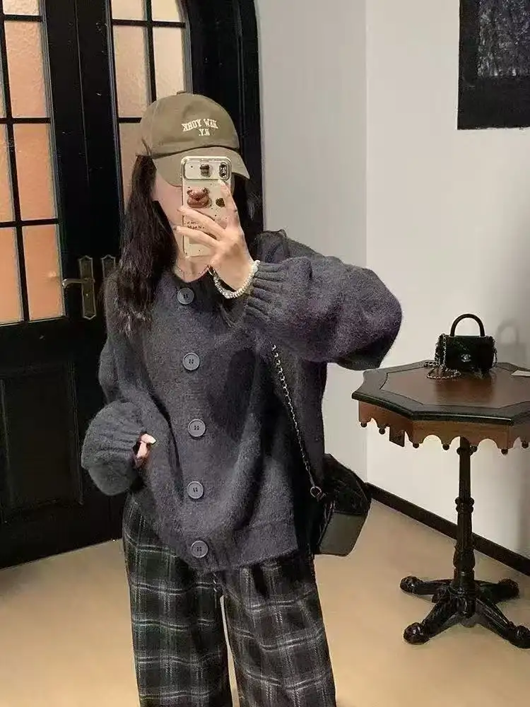 일본인기 루즈핏 두꺼운 니트 가디건