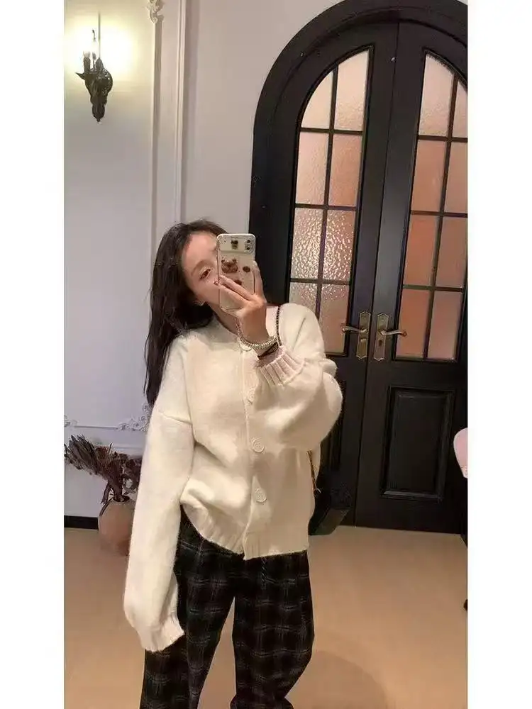 일본인기 루즈핏 두꺼운 니트 가디건 상세 이미지 4