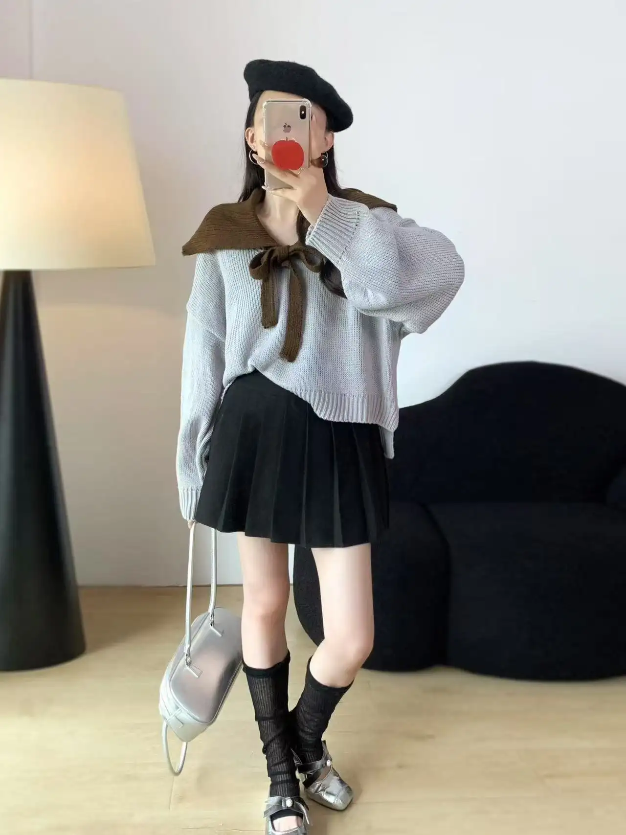 네이비 칼라 니트 상세 이미지 3