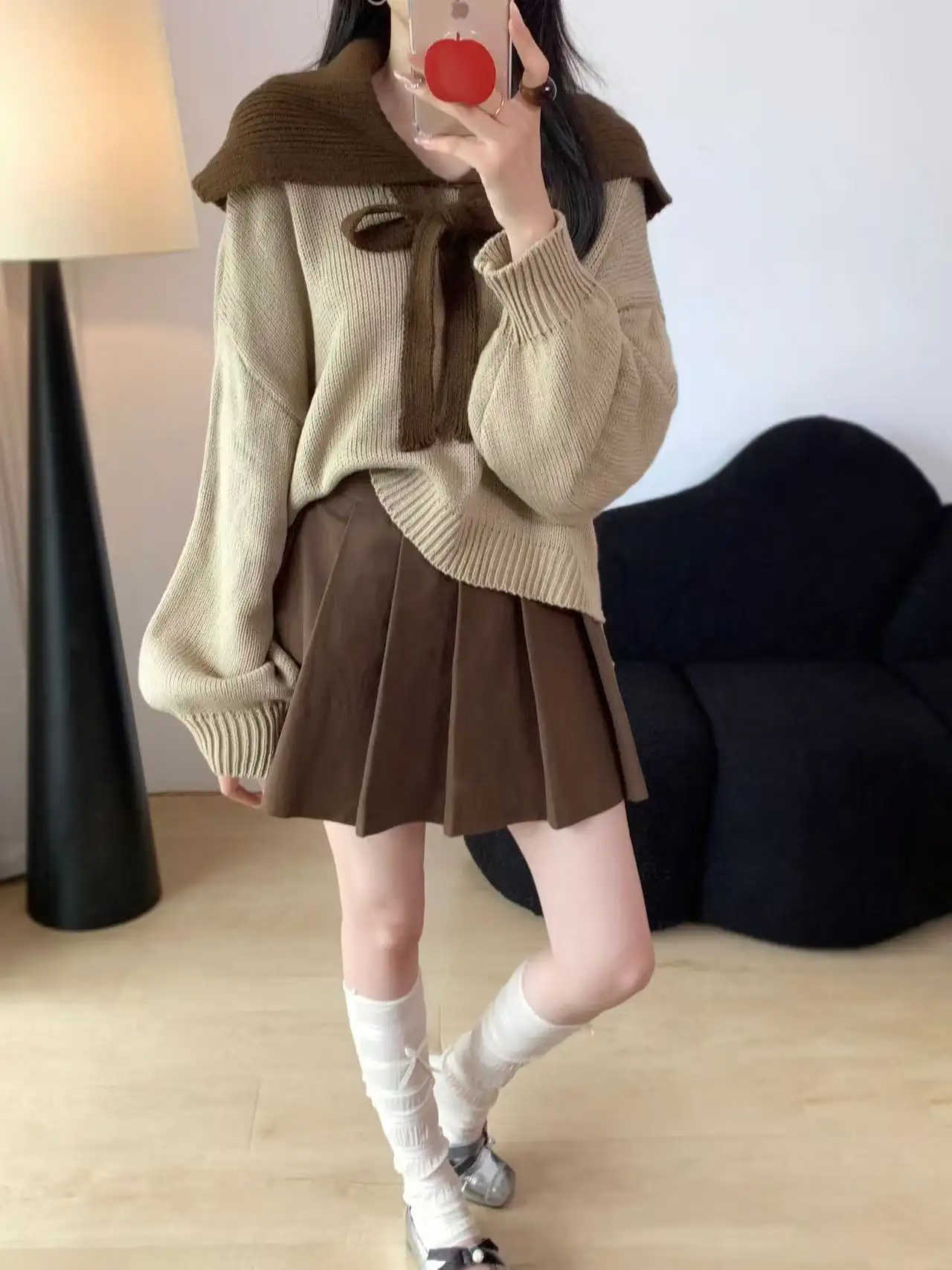 네이비 칼라 니트 상세 이미지 4