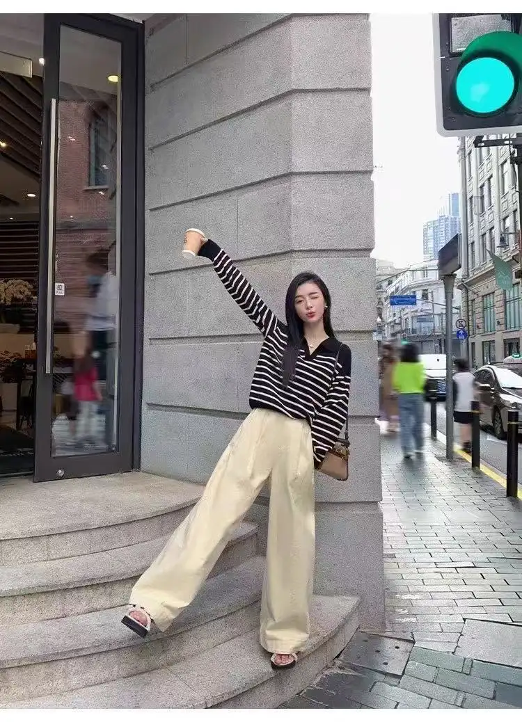 폴드 칼라 스트라이프 니트 상세 이미지 4