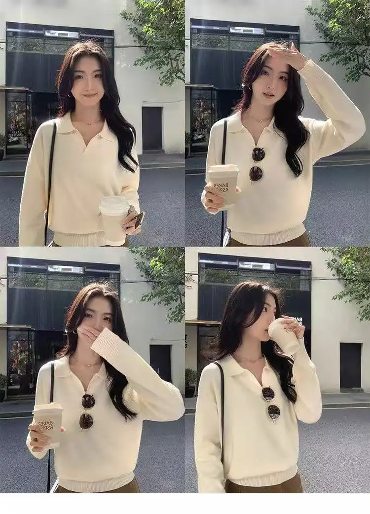 폴드 칼라 스트라이프 니트 상세 이미지 2