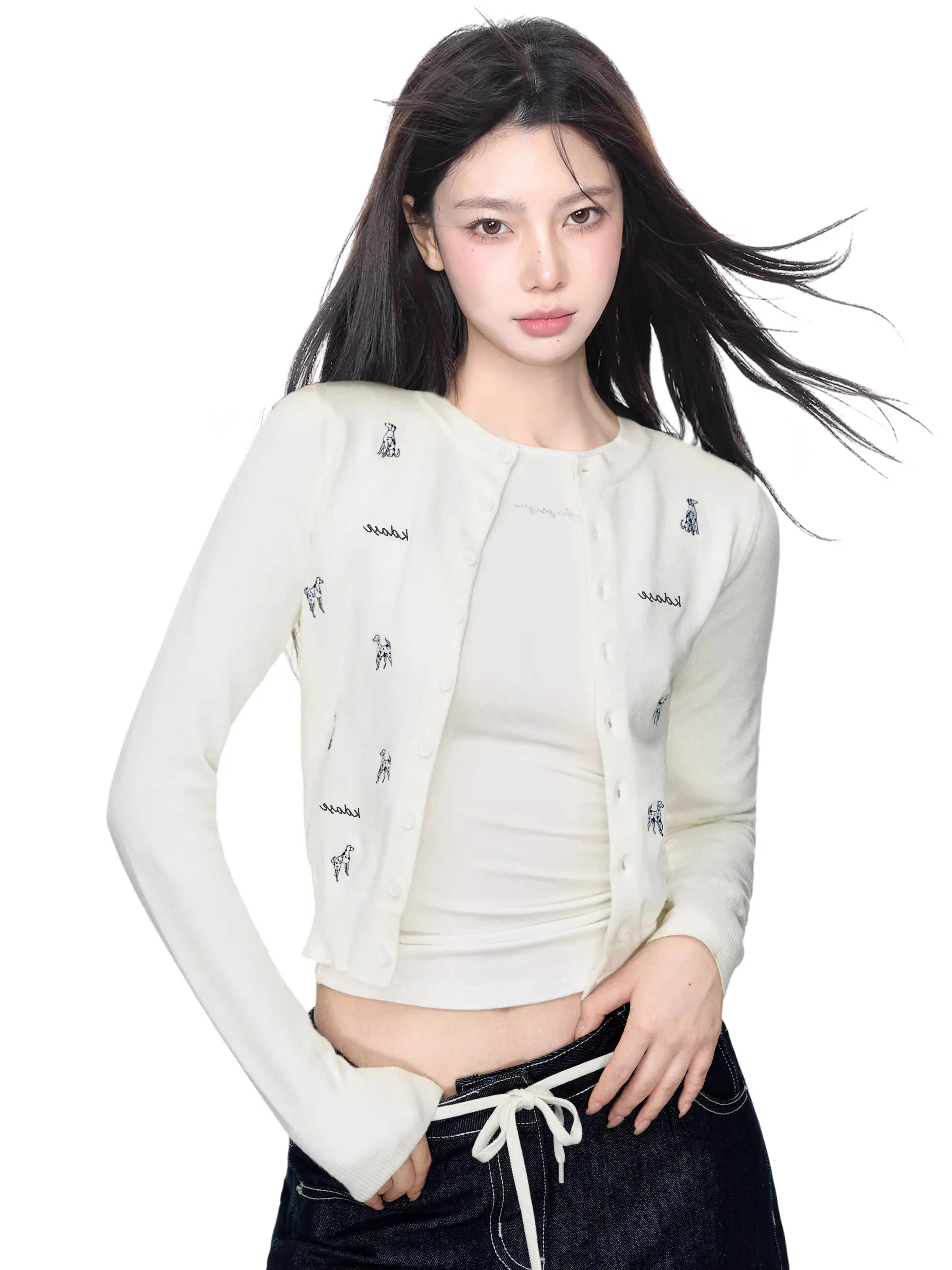 자수 니트 카디건 상세 이미지 3