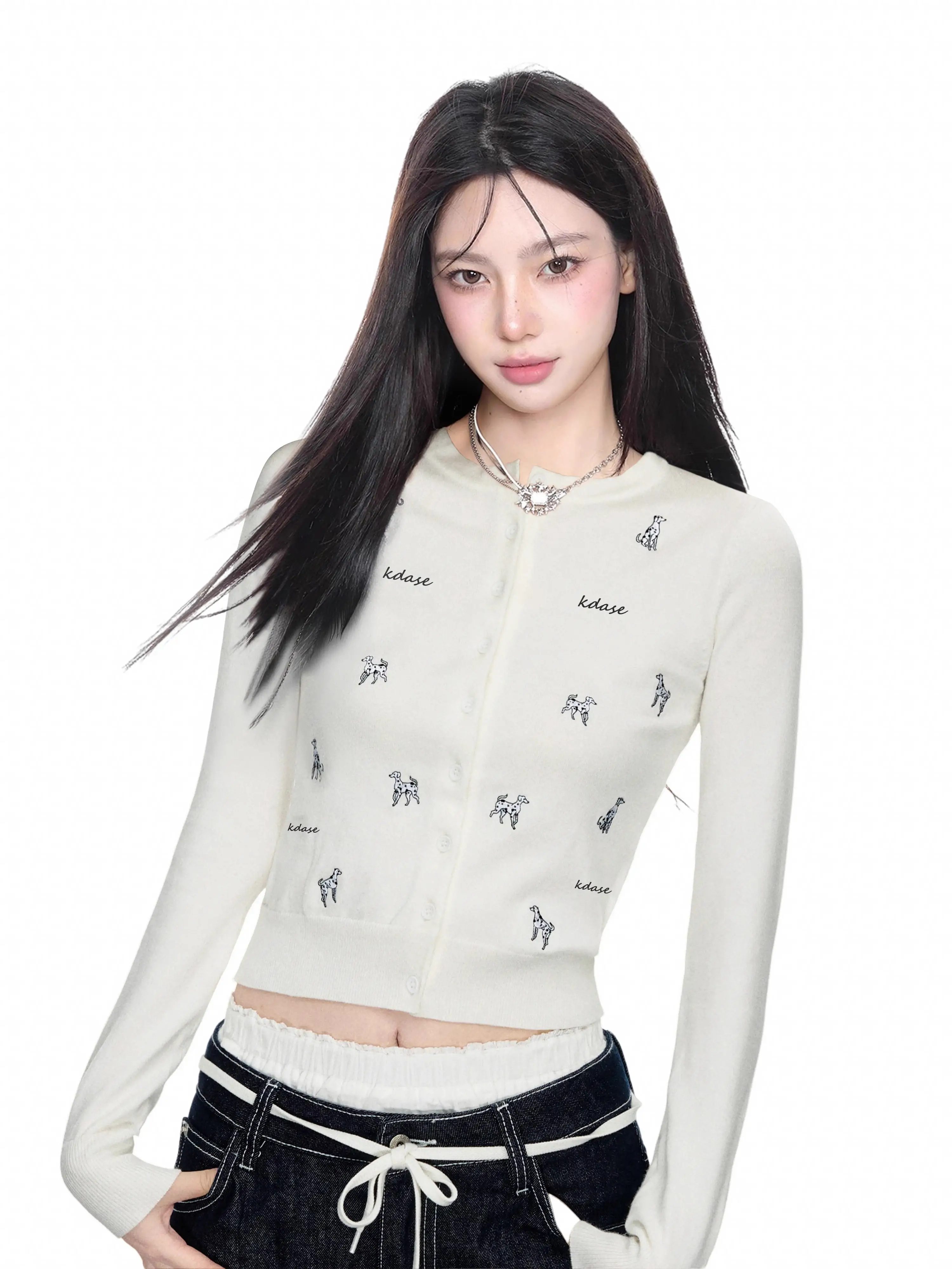 자수 니트 카디건 상세 이미지 4