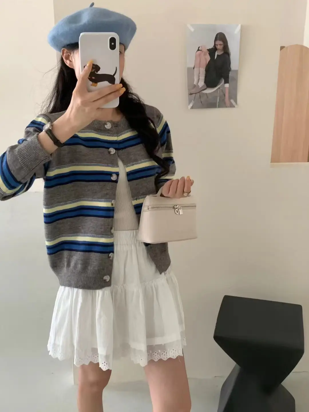 스트라이프 루즈핏 니트 가디건 상세 이미지 7