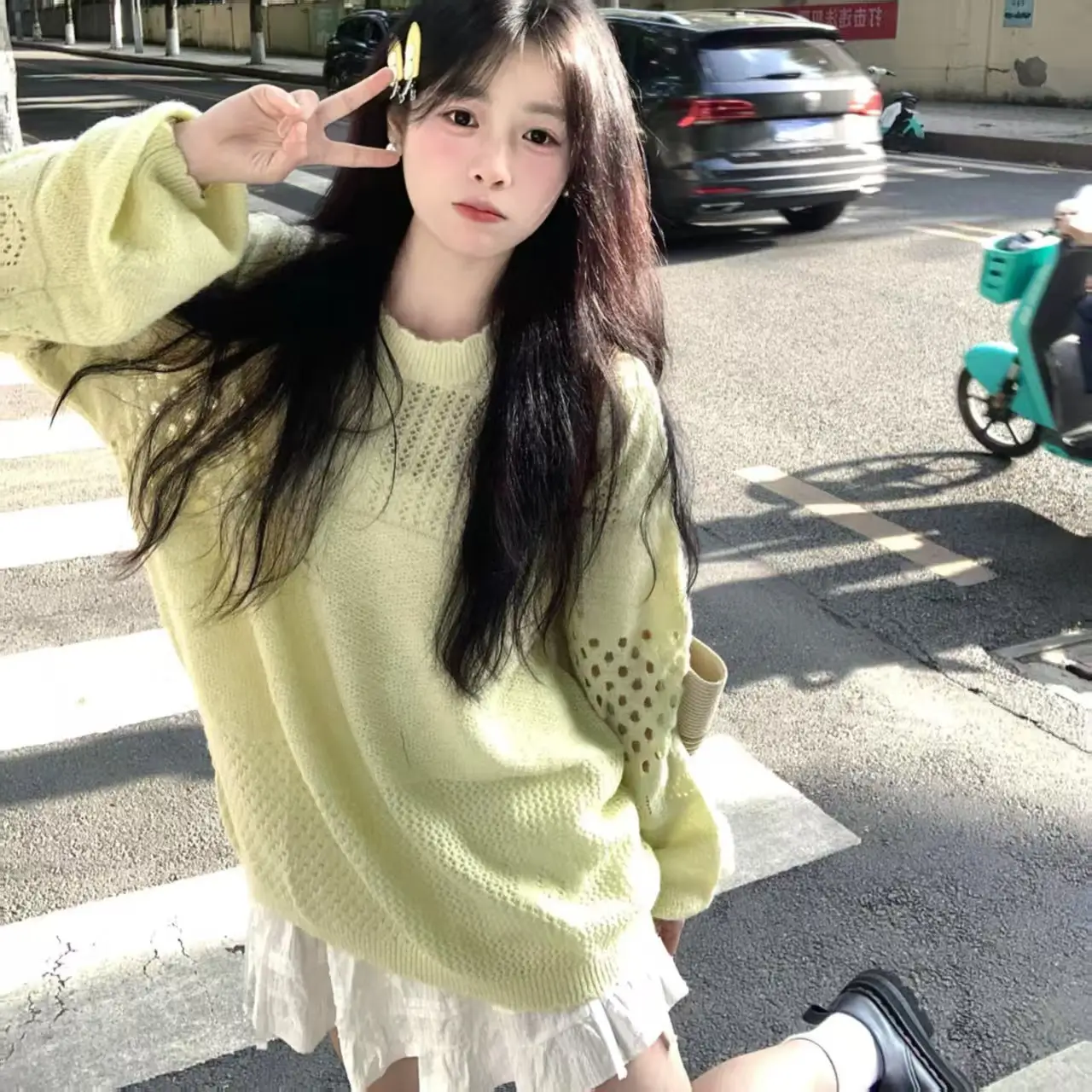 레이어드 니트 오프숄더 스웨터 상세 이미지 2
