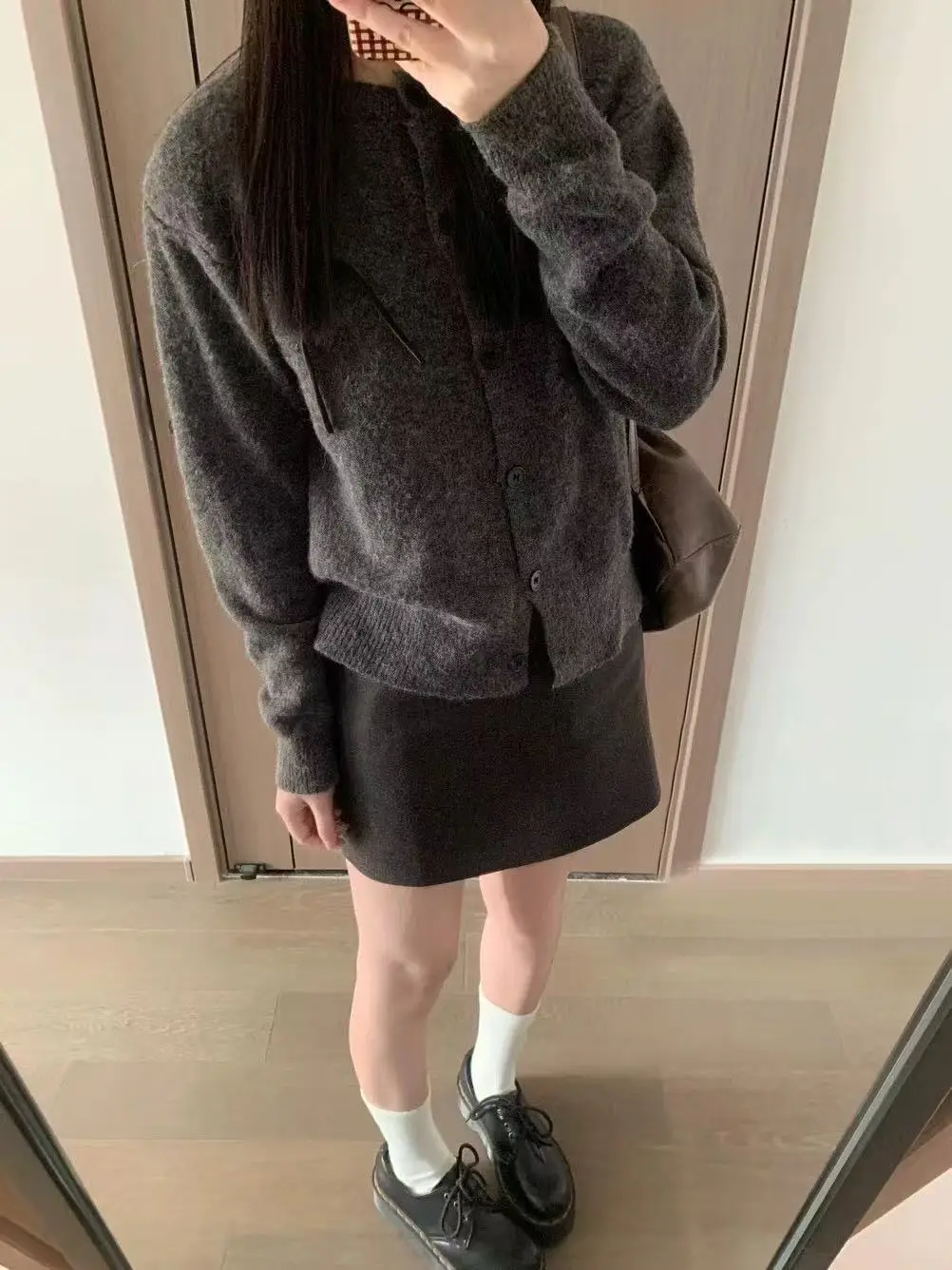 한국인기 리본 디테일 루즈핏 가디건 상세 이미지 3
