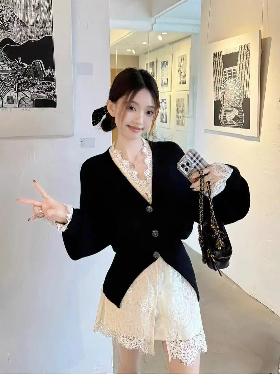 V넥 니트 가디건 상세 이미지 2