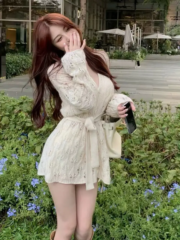 모헤어 오픈워크 니트 가디건 상세 이미지 1