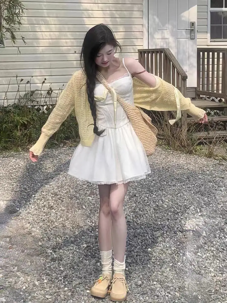 레이스 디테일 니트 카디건 상세 이미지 2