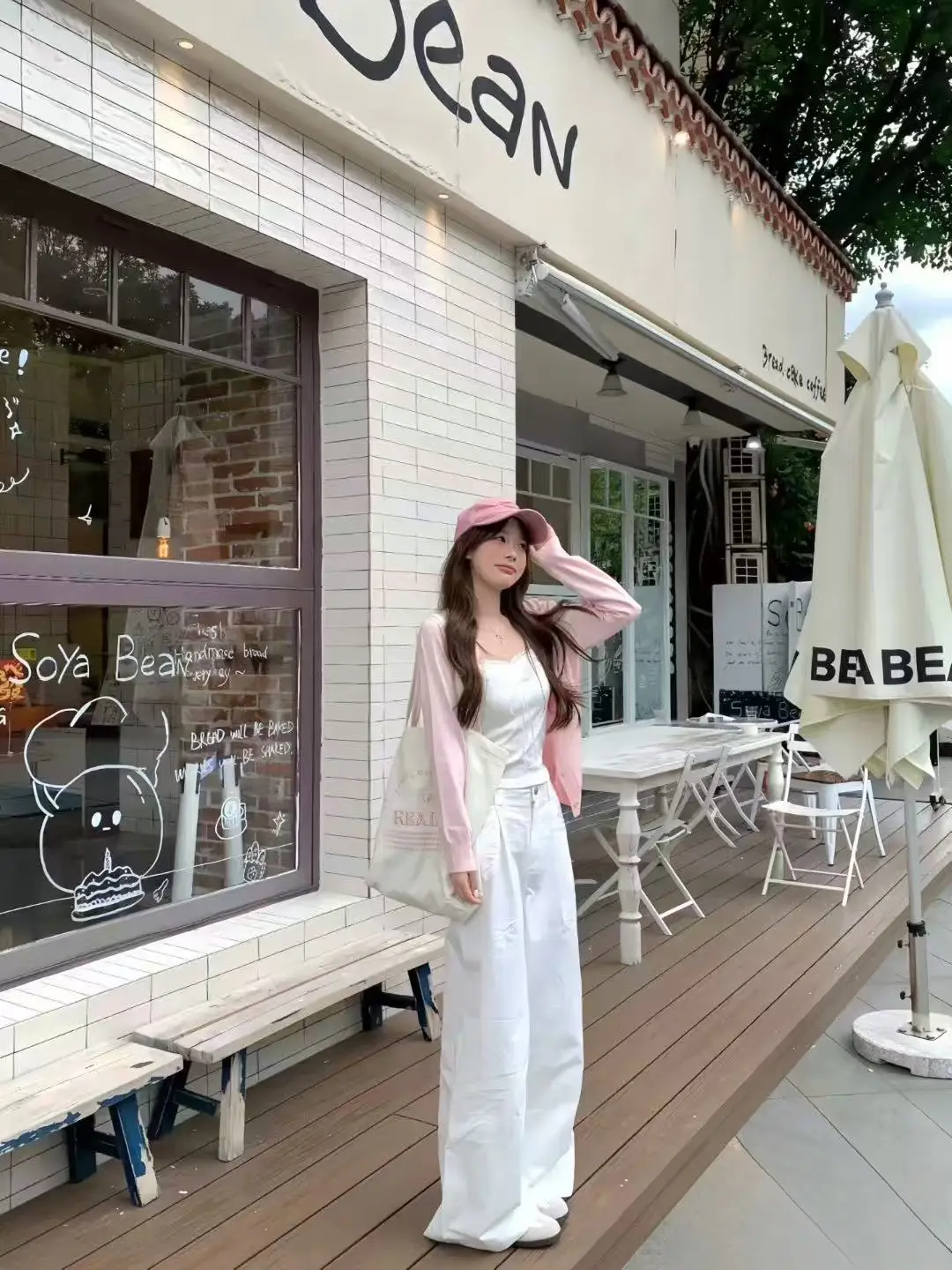 핑크 프리핏 캐주얼 니트 아우터 상세 이미지 5