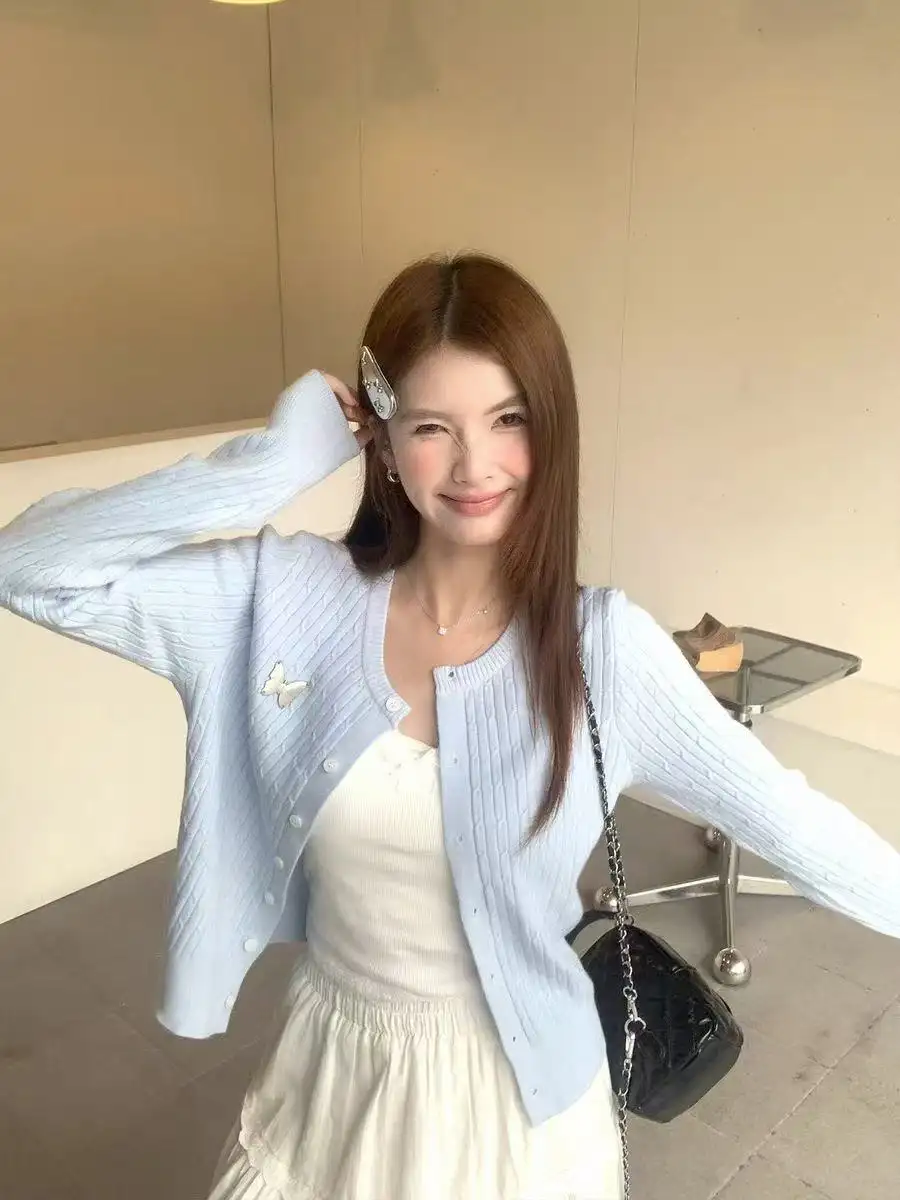 리본 디테일 니트 가디건 상세 이미지 2