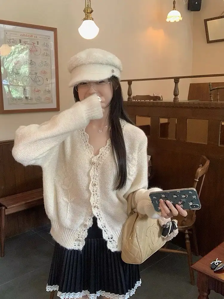 프렌치 레트로 니트 가디건 상세 이미지 2