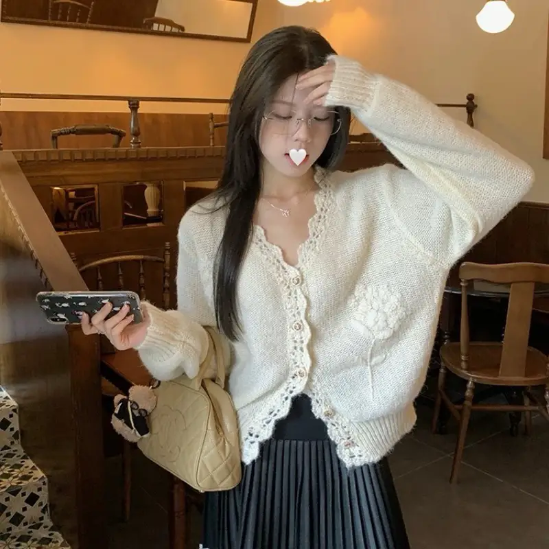 프렌치 레트로 니트 가디건 상세 이미지 3
