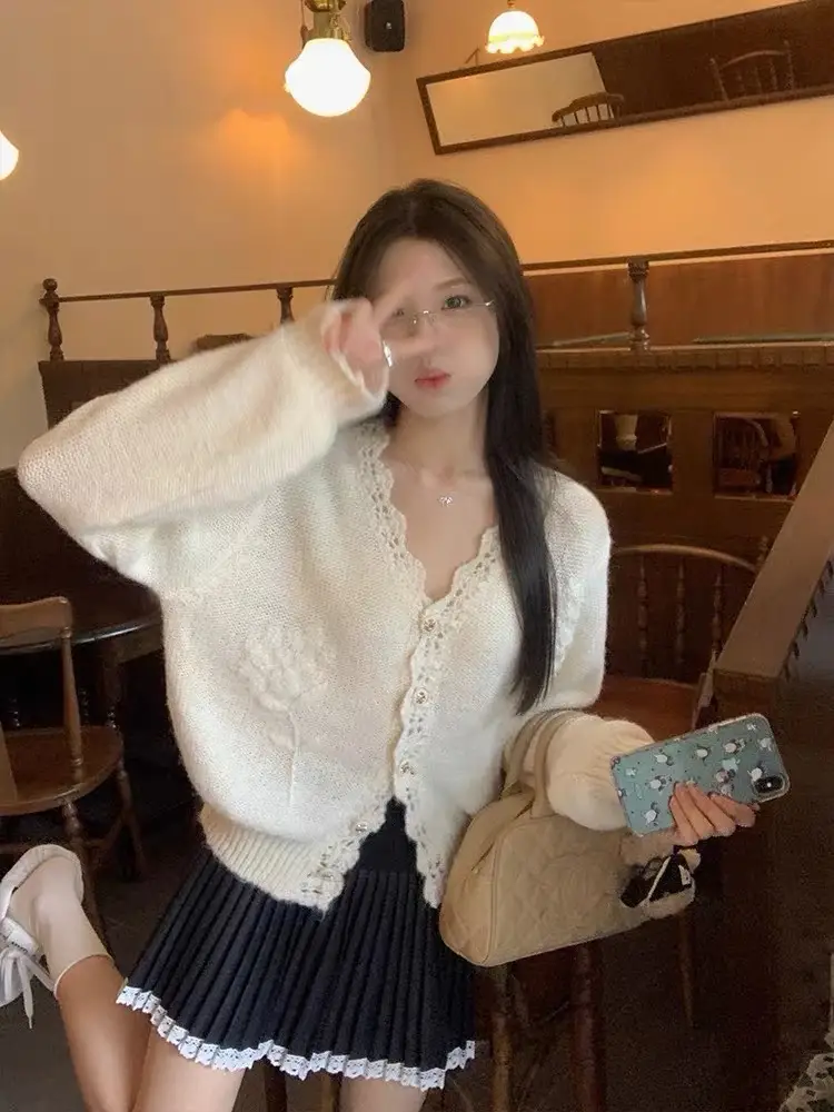 프렌치 레트로 니트 가디건 상세 이미지 4