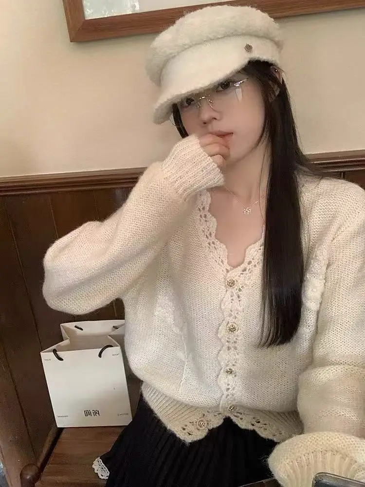 프렌치 레트로 니트 가디건 상세 이미지 5