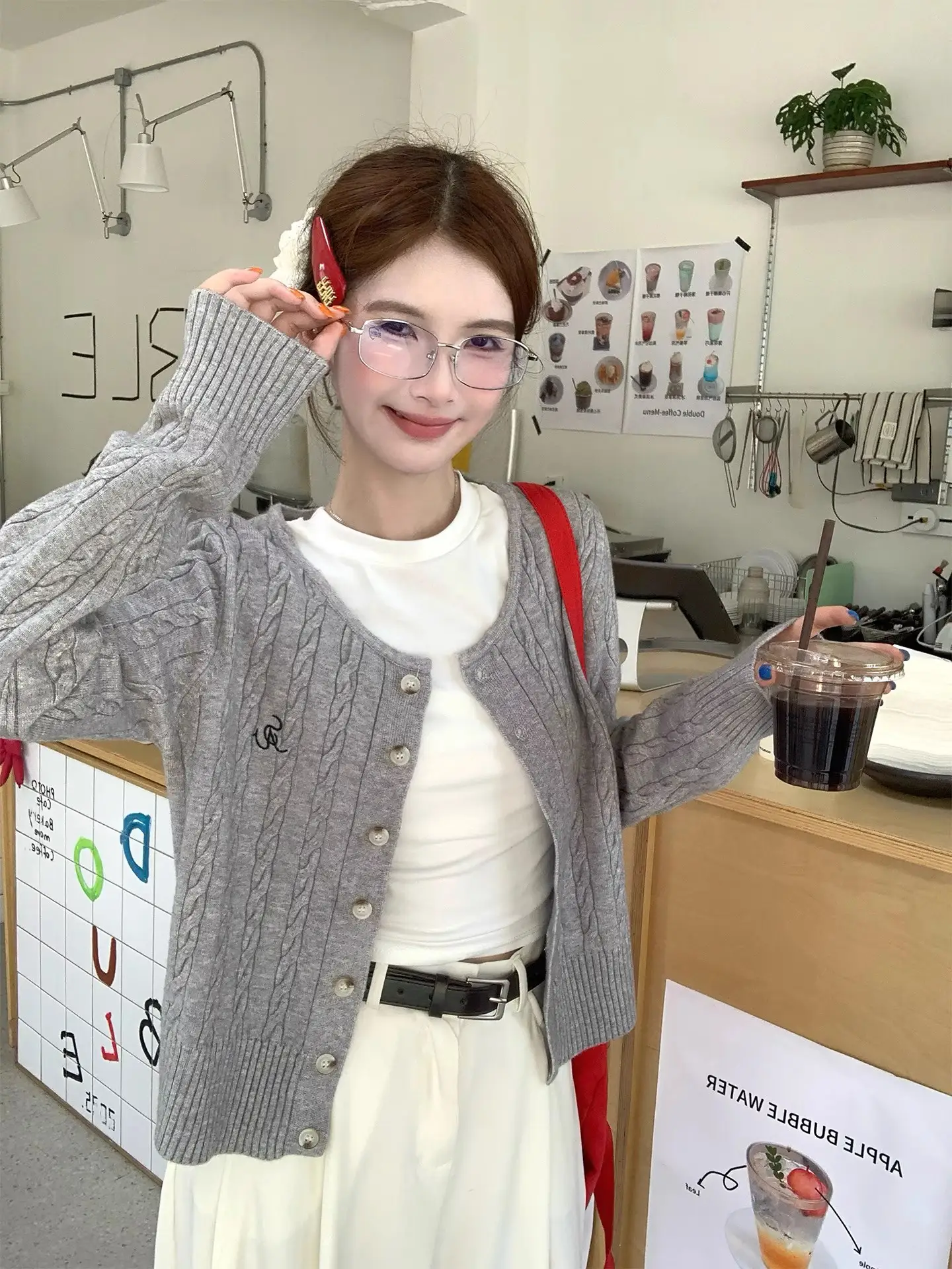 자수 니트 가디건 상세 이미지 1