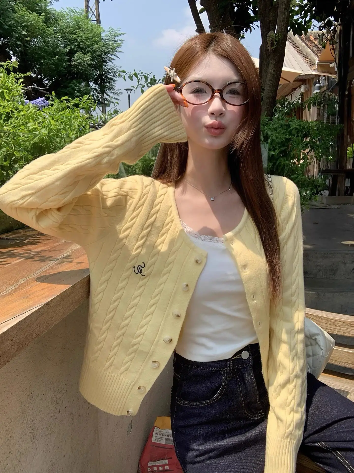 자수 니트 가디건 상세 이미지 4