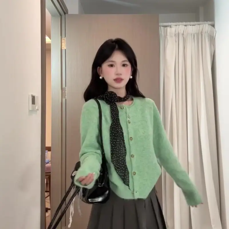 그린 샤넬풍 루즈핏 니트 가디건 상세 이미지 1