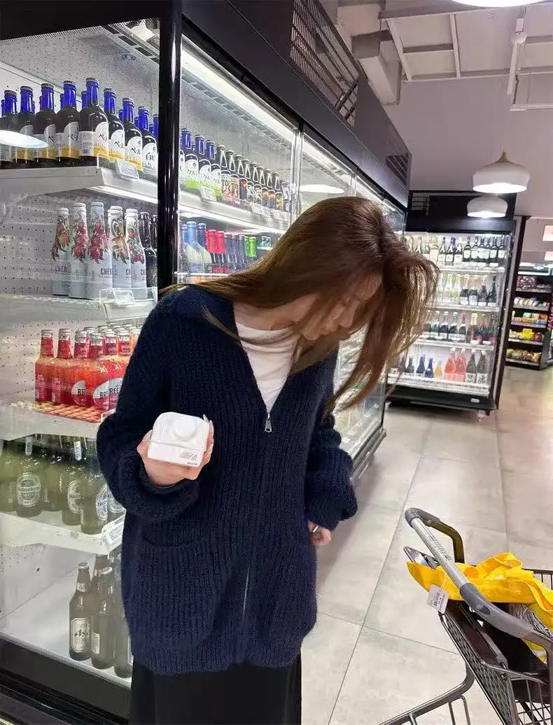 폴드 칼라 지퍼 니트 아우터 상세 이미지 8