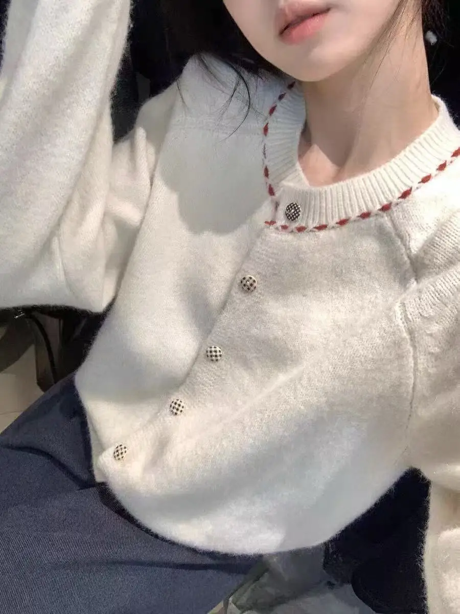 한국인기 레트로 체크 가디건 상세 이미지 1