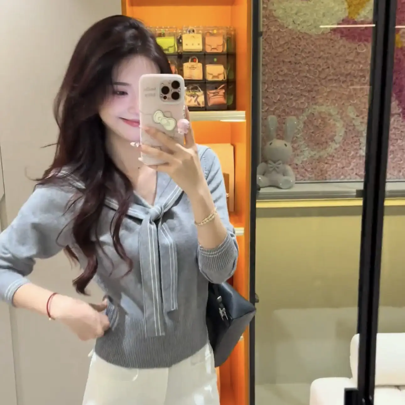 네이비 칼라 니트 상세 이미지 5