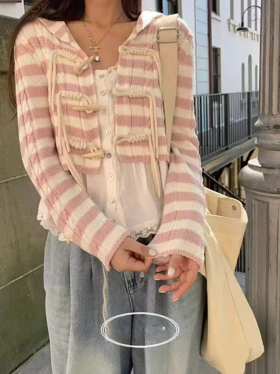 세일러 칼라 스트라이프 크롭 가디건 상세 이미지 3