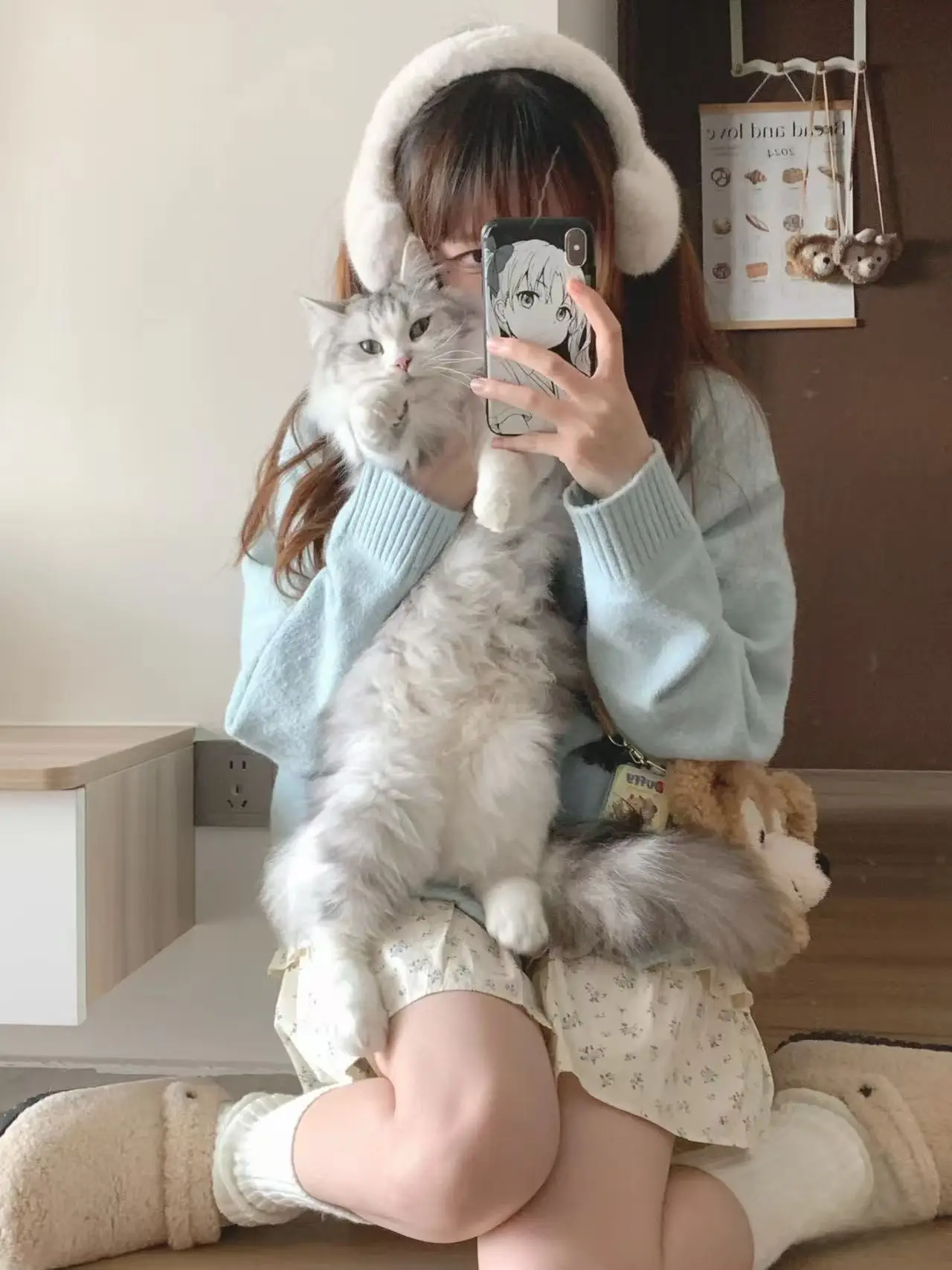 일본인기 레트로 강아지 자카드 포인트 울혼방 V넥 가디건 상세 이미지 4
