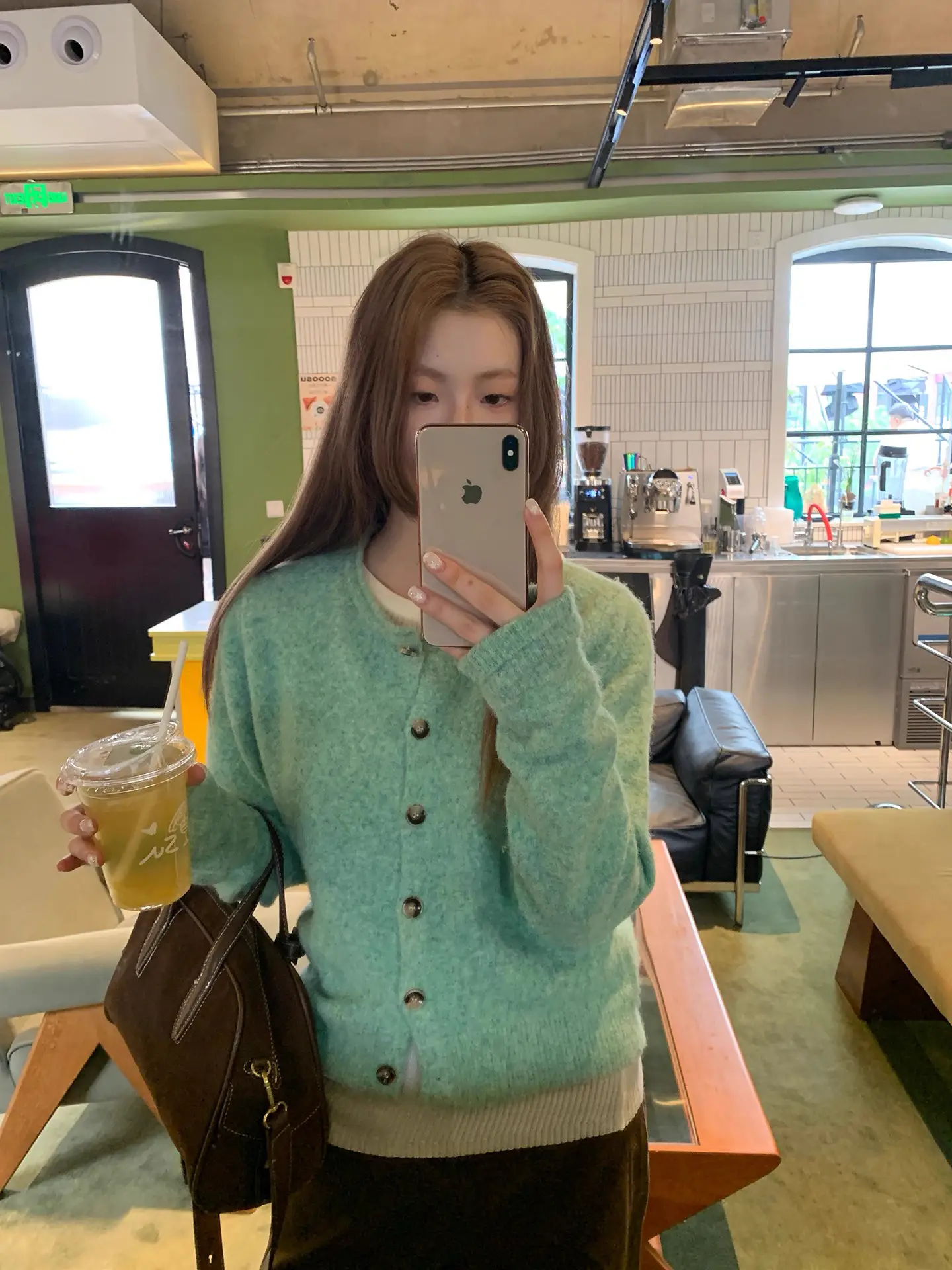 한국인기 그린 샤넬풍 니트 가디건 상세 이미지 2