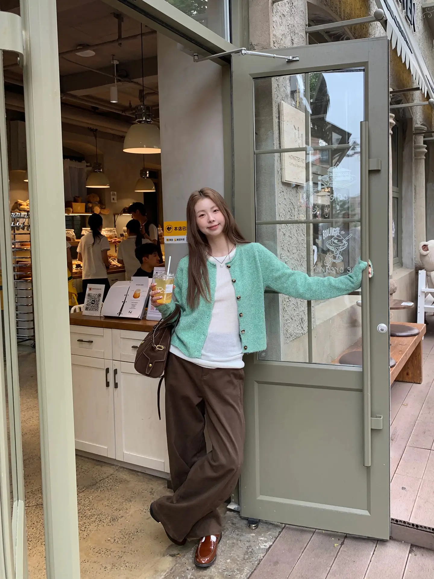한국인기 그린 샤넬풍 니트 가디건 상세 이미지 3