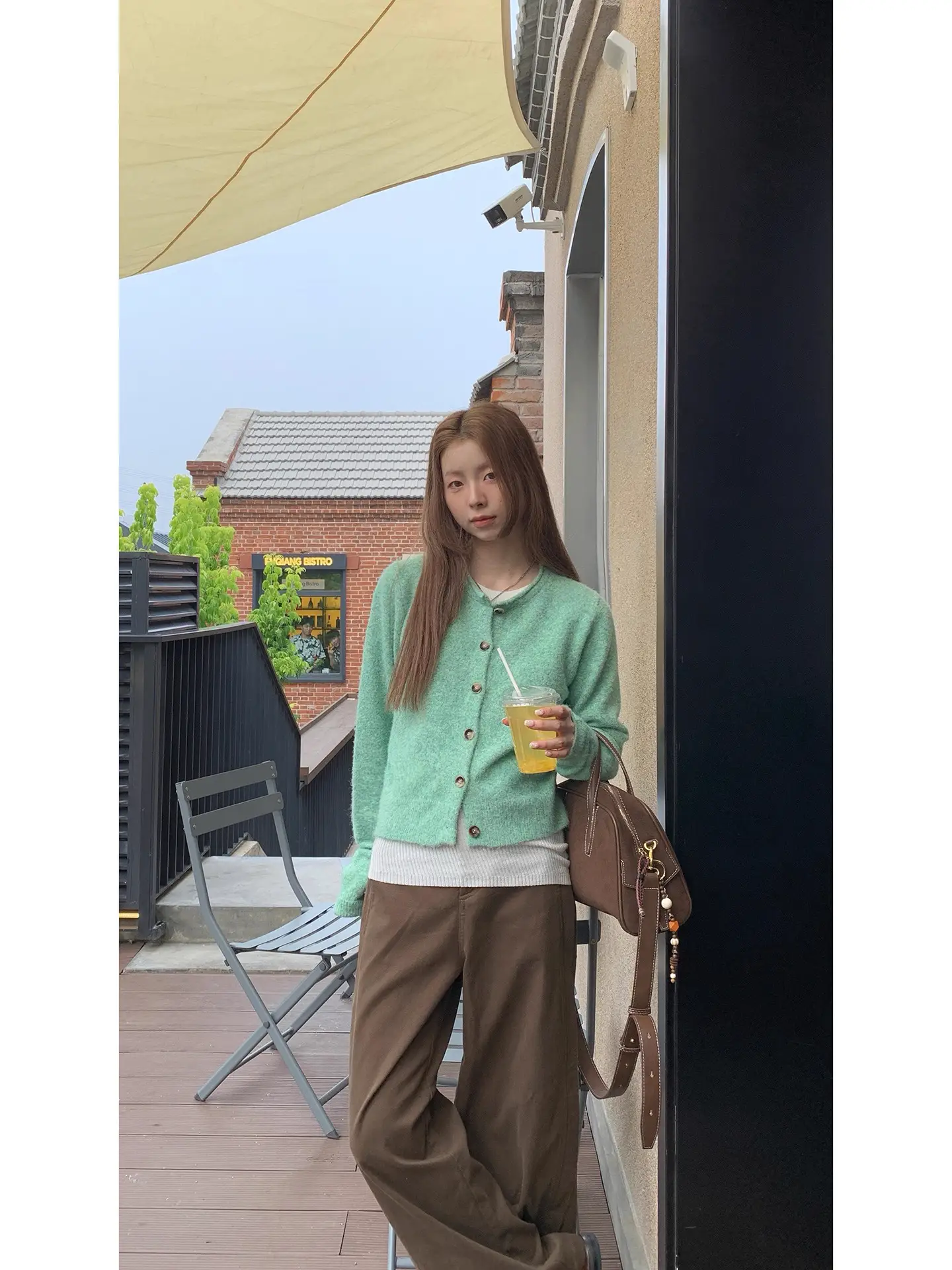 한국인기 그린 샤넬풍 니트 가디건 상세 이미지 4