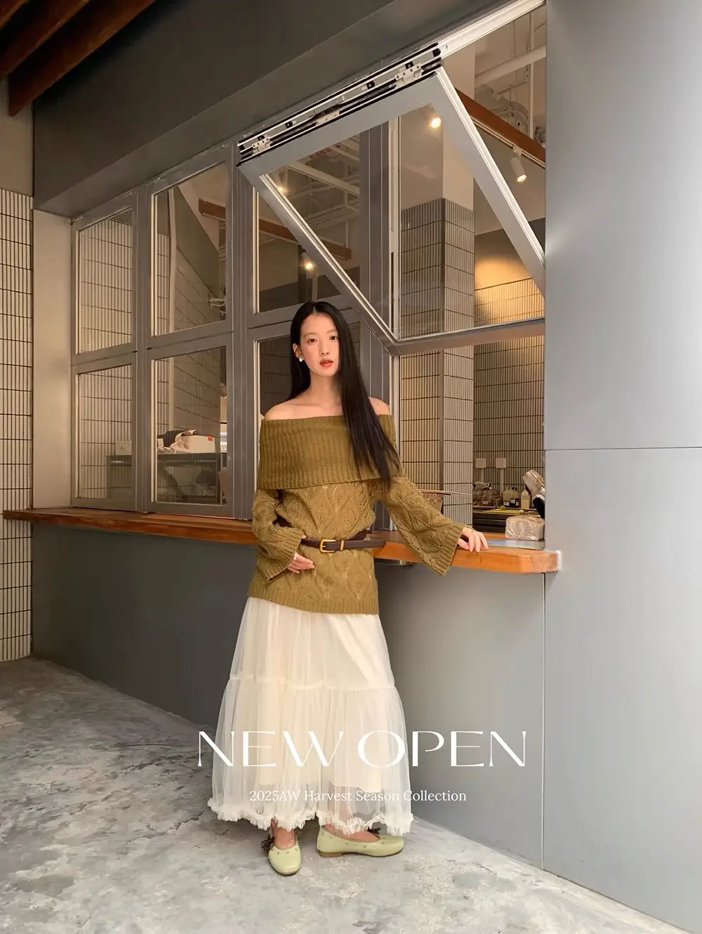 오프숄더 레이스 니트 상세 이미지 2