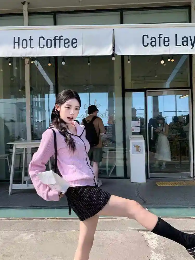 세일러 칼라 배색 가디건 상세 이미지 1