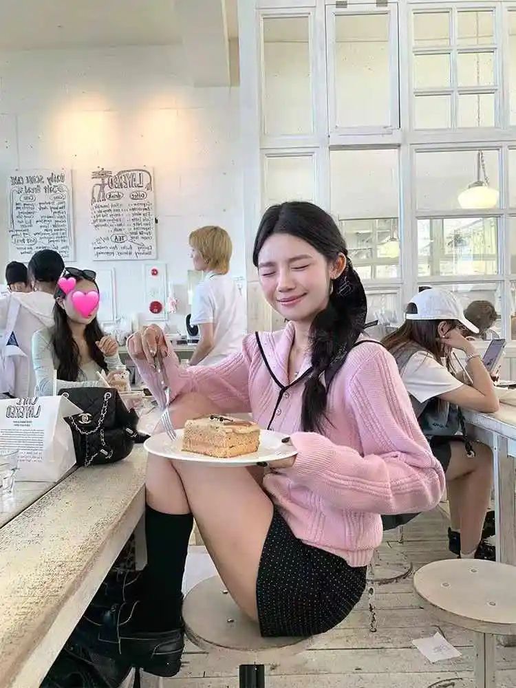 세일러 칼라 배색 가디건 상세 이미지 5