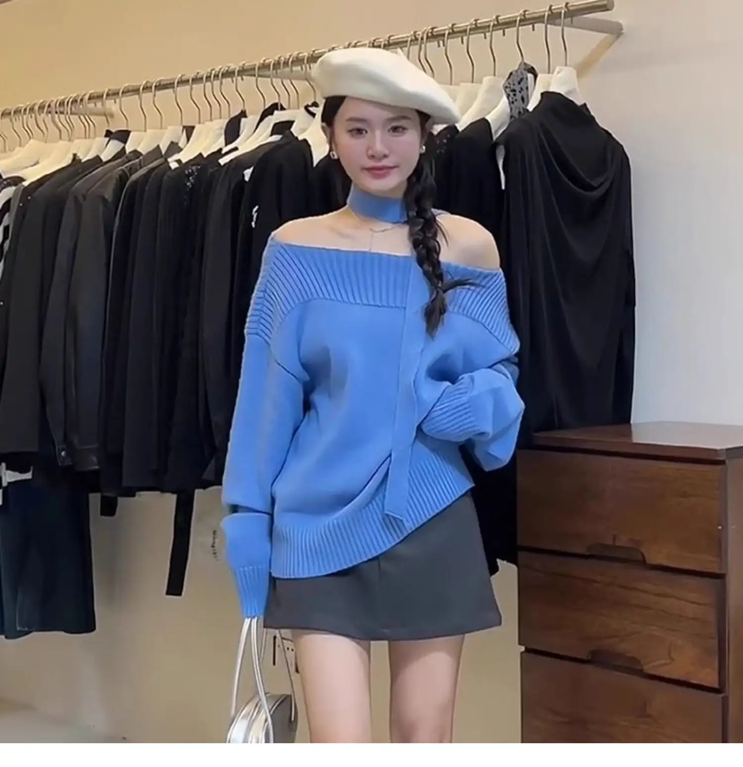원숄더 리본 니트 상세 이미지 6